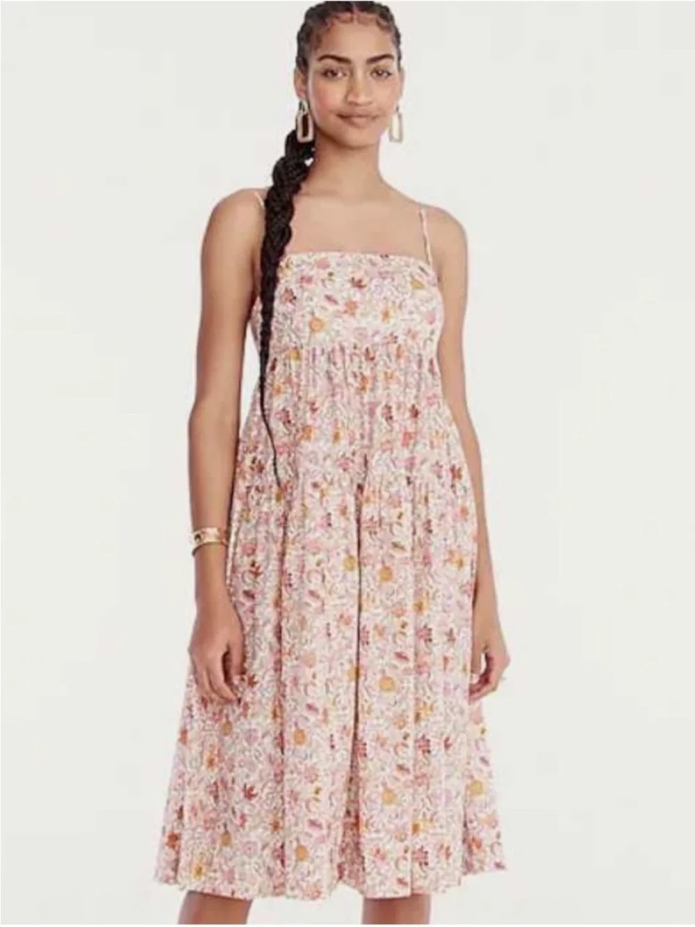 J.Crew Liberty Floral Midi Dress 12 Cotton Open Back Bow Cottagecore